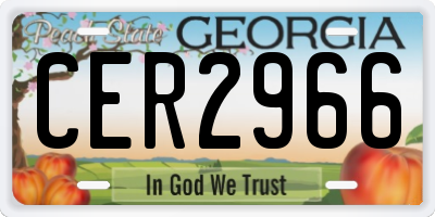 GA license plate CER2966