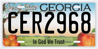 GA license plate CER2968