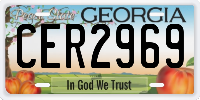 GA license plate CER2969