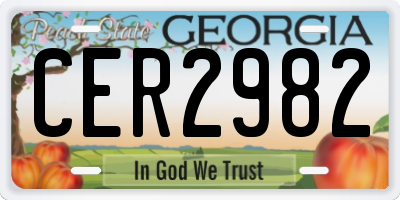 GA license plate CER2982