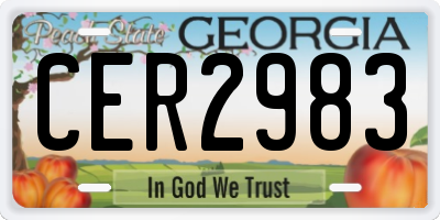 GA license plate CER2983