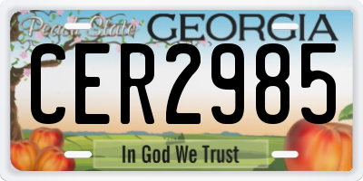 GA license plate CER2985