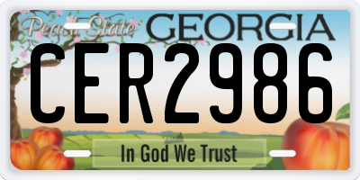 GA license plate CER2986