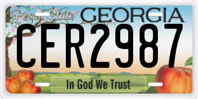 GA license plate CER2987
