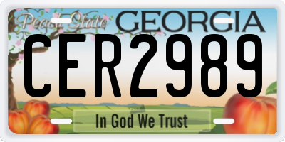 GA license plate CER2989