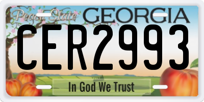 GA license plate CER2993