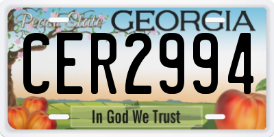 GA license plate CER2994