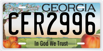 GA license plate CER2996