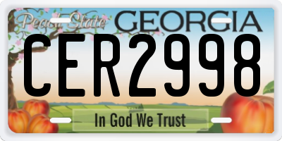 GA license plate CER2998