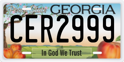 GA license plate CER2999