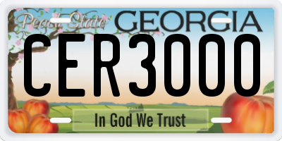 GA license plate CER3000