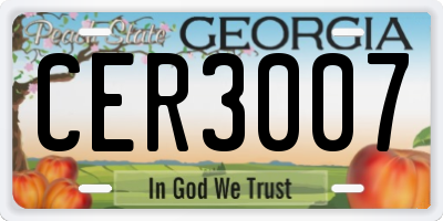 GA license plate CER3007