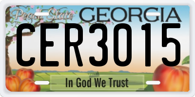 GA license plate CER3015