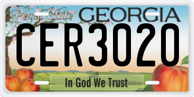 GA license plate CER3020