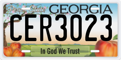GA license plate CER3023