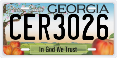 GA license plate CER3026