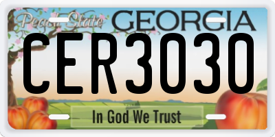 GA license plate CER3030