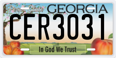 GA license plate CER3031