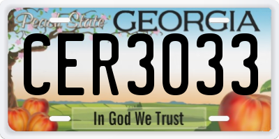 GA license plate CER3033