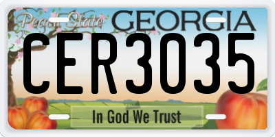GA license plate CER3035