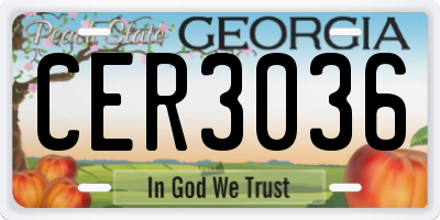 GA license plate CER3036