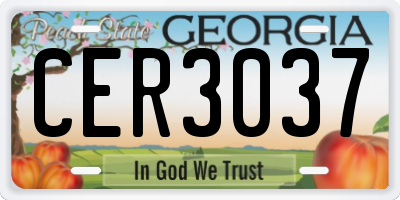 GA license plate CER3037