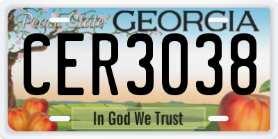 GA license plate CER3038