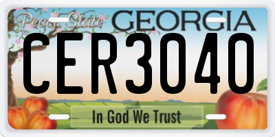 GA license plate CER3040
