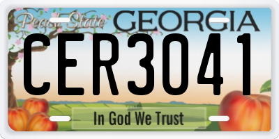 GA license plate CER3041