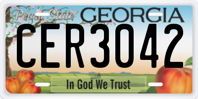 GA license plate CER3042
