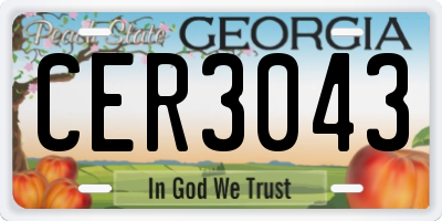 GA license plate CER3043