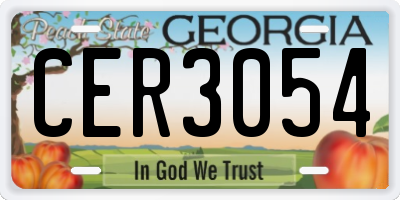GA license plate CER3054