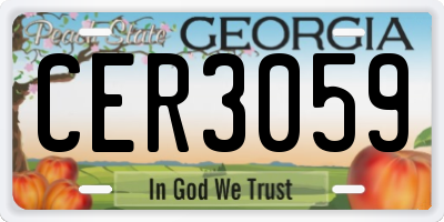 GA license plate CER3059