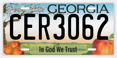 GA license plate CER3062