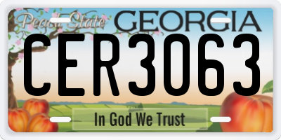 GA license plate CER3063