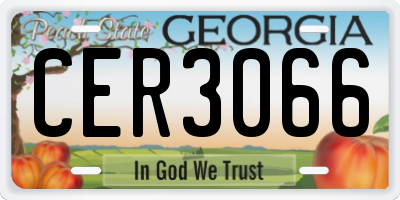 GA license plate CER3066