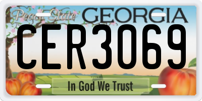GA license plate CER3069