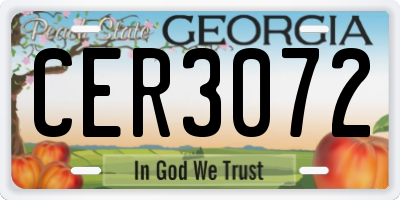 GA license plate CER3072