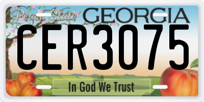 GA license plate CER3075