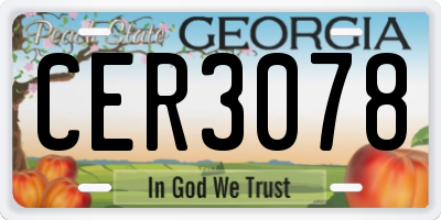 GA license plate CER3078
