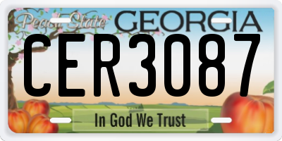 GA license plate CER3087