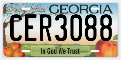 GA license plate CER3088
