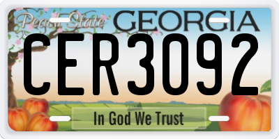 GA license plate CER3092