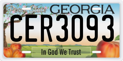 GA license plate CER3093
