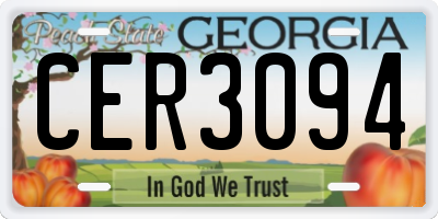 GA license plate CER3094