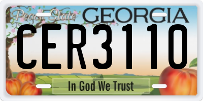 GA license plate CER3110