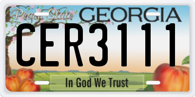 GA license plate CER3111