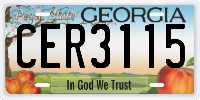 GA license plate CER3115