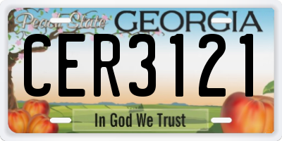GA license plate CER3121
