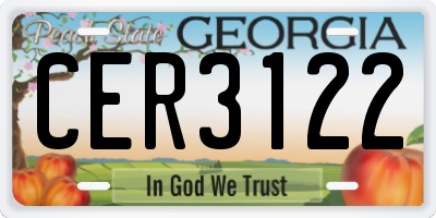 GA license plate CER3122